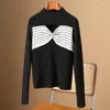 Women's Sweaters Careful Machine Chest Hollow Out Wool Knitwear For Autumn And Winter Western Style Sexy Chinese Red Long Sleeve