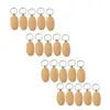 Porte-clés 200 pièces blanc ovale Ellipse en bois porte-clés bricolage Promotion porte-clés pendentif porte-clés étiquettes cadeaux promotionnels
