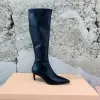 Nieuwe lente overknee laarzen Dij-hoge hoge laars puntige neus naaldhak 6,5 cm nappazool laarsjes luxe damesontwerpers feest trouwschoenen fabriek schoenmaat 35-40