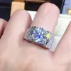 Anneaux de cluster 14K Couleur d'or blanc Huit coeurs et flèches 3 S PT950 Flash Diamond Zircon Moissanite Style pour bague de couple