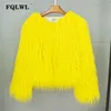 Women's Fur Faux Fur FQLWL Colorful Warm Faux Women Fur Coat Loose Black White Pink Plush Coat Female Jacket Fur Autumn Winter Shaggy Outerwear 231007