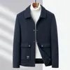 Men's Jackets Autumn Winter Men Casual Wool Blend Basic Coat Gray Navy Coffee Color Turn Down Collar Single Breasted With Pocket Wear