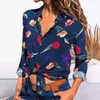 Blusas femininas elegantes blusa gráfica sexy manga longa botão para baixo camisas jovens roupas de outono blusas para mujer