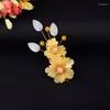ヘアクリップレトロ快適な色付きgl薬の花のヘアピンエレガントな絶妙なクラシックジュエリースーパーフェアリーハンフアクセサリー