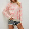 Suéteres femininos camisola de malha 2023 outono / inverno pulôver padrão animal bloco de cores mulheres rosa sueter mujer