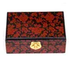 Bolsas de jóias chinesas 2 camadas retro caixa de madeira bloqueio com espelho artesanal florescendo flor pintura presente caixas de casamento caixa de armazenamento