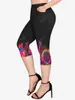 Kvinnors tvådelade byxor plus storlek Matchande set Tie Dye Glitter Paisley tryckt t-shirt eller fickor Capri Leggings Graphic Top Skinny XS-6X