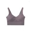 Yoga Outfit Couleur unie en forme de U doux Fitness soutien-gorge femmes sport débardeur sous-vêtements serrés avec coussin de poitrine entraînement complet jogging