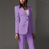 Kvinnors tvåbitar byxor Business Solid Color Suits Formella Office Ladies 2 Pieces Set Female Slim fit Fashion Single Buttons