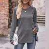 Blouses pour femmes Mode Femmes Bouton en métal Chemises à manches longues Dames Casual O-Cou Solide Imprimer XXXL Automne Vêtements européens