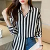 Blusas de mujer moda coreana camisa de mujer a rayas Blusa de manga larga abotonada ropa de otoño camisas elegantes blusas básicas para mujer