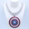 Designer Jewelry Fashion hip hop color plating iced out big shield shaped copper jewelry pendant