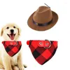 Colliers pour chiens, accessoires de Costume de Cowboy pour animaux de compagnie, taille de chat réglable, Sombrero doux et Bandana, ensemble de vêtements occidentaux pour