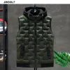 Roupas masculinas colete jaqueta outono quente sem mangas jaqueta masculina inverno casual preto colete masculino chapéu veste homme 4xl 5xl271l