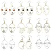 Dangle & Chandelier Fashion Pierced Face Earrings Personality Exaggerated Girl Metal Silhouette Student Daily Jewelry Gift314C