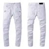 Designer Luxe Hommes Jeans Marque Washed Design Blanc Slim-Jambe Denim Pantalon Léger Stretch Skinny Moto Biker Jean Trouser275S