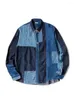 Camicie casual da uomo Denim Wash Stampa Patchwork Camicia a maniche lunghe Giacca unisex Abbigliamento stile giapponese Y2k Abbigliamento per donna
