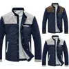 Vestes pour hommes Hommes Veste d'hiver à manches longues col montant mâle manteau couleur bloc boutons jusqu'en velours côtelé