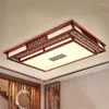 Deckenleuchten im chinesischen Stil aus Holz für moderne Wohnzimmer, rechteckige Massivholzlampen, Schlafzimmer, Küche, Balkon, Flurbeleuchtung