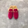 Slipisti invernali di lana inverno classico designer classico pigro piatto baotou infrasoli 100% in pelle Slides in pelle scamosciata Lettere da cuovo da uomo in metallo con pellicce da donna di grandi dimensioni 34-41