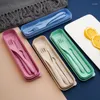 Spoons Wheat Straw Cutlery Set Travel Portable Box Fork Spoon Knife Kitchen Tableware Dishes Sets Dinnerware Steak