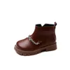 Botas 2023 Chicas lindas Cadenas de tobillo Versátil Suave Niños Moda Zapatos casuales Cremallera lateral Chic Dulce Princesa antideslizante