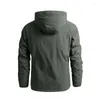 Men's Jackets High Quality Outdoor Military Hooded Soccer Heartbeat Design Zipper Jacket For Men Multiple Pockets Man Coat