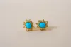 Studörhängen JHY711 Solid 18K Gold Nature Blue Turquoise 10.1 9.1mm Studs For Women Fine Jewelry Birthday Presents