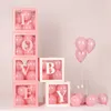 Transparent Letter print shower box for Birthday/ Wedding or Customize design with Balloon inside Decorations Kids Baby Girl fun romantic happy party