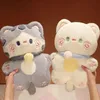 Pluche poppen decompressie speelgoed 40 cm Kawaii cartoon grijze kat zachte knuffel witte kitten pop Hable kussen voor baby kinderen cadeau hand 231007