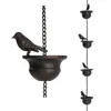 Садовые украшения 1pcs Creative Birds на чашках металлическая дождевая цепь ловчик для олова крыши