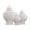 Bouteilles de stockage H38cm de haut, pots de gingembre de temple en porcelaine émaillée de couleur blanche chinoise