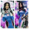 Anime oyunu dva cosplay kostüm zentai takım elbise 3D baskı spandeks tulumlar oyunu kadın yetişkin d.va coscosplay