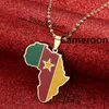 Pendanthalsband Trendiga guldfärg Rostfritt stål Emalj Afrika Kamerun Map Cameroonian Flag Fashion Jewelry