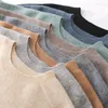 Men's T Shirts Cashmere T-shirt Knitted Short-sleeved Base Sweater O-neck Large Size Half-sleeved Pure Wool Blouse Spring Summer Tops Tee