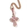 Iced Out Zircon Ladder Square Zircon Cross Pendant Necklace Gold Silver Plated Mens Bling Jewelry Gift