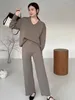 Pantaloni a due pezzi da donna Set lavorato a maglia di alta qualità per le donne Moda Casual Pullover allentato Maglione 2 Set di pantaloni Maglione abbinato