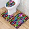 Toilet Seat Covers Wood Grain Cover 3pcs Set Bathroom Rug Home Absorbent Door Rugs Washroom Decorations Carpet Printing Flannel