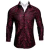 Barry Wang Rosso Paisley Camicie di seta brillante Uomo Autunno Manica lunga Camicie casual a fiori per uomo Abito firmato BCY-0112893