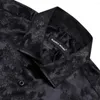 Camisas casuales para hombres Lujo para hombres Seda Satinado Flor negra Manga larga Slim Fit Blusas masculinas Trun Down Collar Tops Ropa transpirable