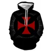 Erkek Hoodies Adam Sweatshirt 3D Templar Şövalye Grubu Baskı Erkekler/Kadınlar Hoody Dış Giyim Yüksek kaliteli kapüşonlu erkek kazak