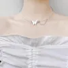 Girocollo Collana ragazza farfalla coreana Design minoritario Terra Perline trasparenti fresche Catena punk clavicola Regalo da donna