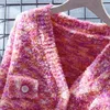 Женские свитера Korejepo, розово-красный свитер с v-образным вырезом, пальто, свободная осенняя японская модная одежда, нежная верхняя одежда, тонкий вязаный кардиган