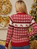 Dames Truien Pullover Top Kerstlook 2023 Winter Dames Kerstmis Jacquard Gebreide kleding Lange mouw O-hals Informeel Zacht Trui Warm Dikker