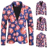 Herenpakken 3d Kerst Blazers Jas Mannen Bloemenprint Schilderen 2023 Mode Pak Party Jas Casual Slim Fit Blazer knoppen