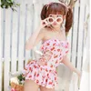 Kadın Mayo Tatlı Lolita Çilek Tek Parça Elbise Push Up Bathing Suits Plaj Giyim Dantel Monokini Sevimli Kızlar