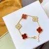 Van 4/Four Leaf Vanly Cleefly Clover Charm 6 Kolory Bracelets Bransle Bransle Łańcuch 18K Gold Agate Shell Mother-of-Pearm for For Women Girl Wedding Biżuter