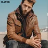 Men's Leather Faux Leather FLAVOR Men's Real Leather Jacket Men Motorcycle Removable Hood winter coat Men Warm Genuine Leather Jackets 231007