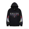 Designer di lusso Abbigliamento di moda Felpe da uomo Rhude American High Street Flag Lettera Stampata Maglione con cappuccio Sciolto Casual da uomo e da donna Felpa con cappuccio invernale