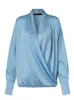 Women's Blouses Celmia Women Satin Wrap Shirts 2023 Fashion Deep V Neck Casual Elegant Solid Long Sleeve Top Tunic Blusas Feminina